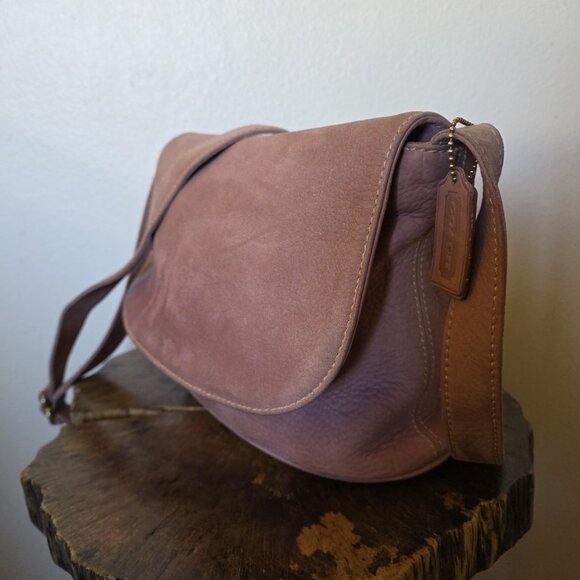 Vintage Sonoma Nubuck Suede Rose Pink Crossbody Flap BAG - Picture 14 of 16